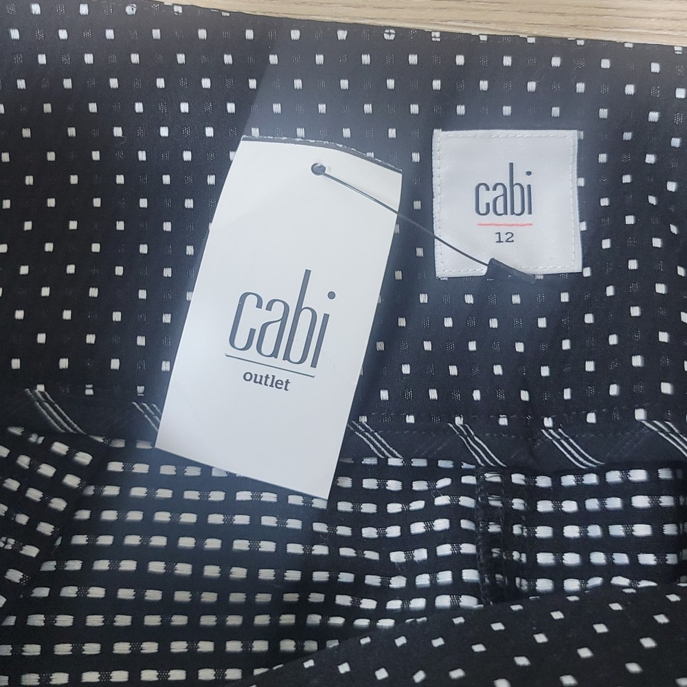 Cabi #5175 black polka dot cropped slim ankle trousers size 12 - Picture 10 of 10